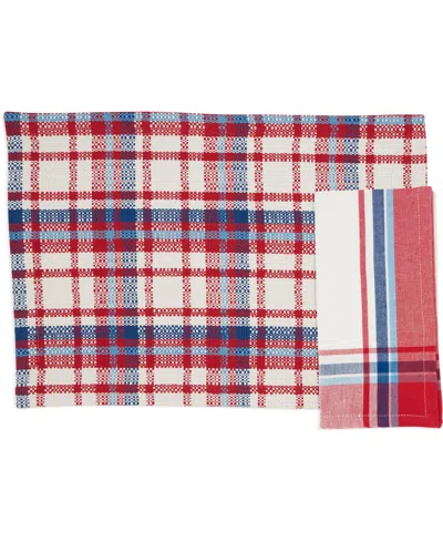SARO LIFESTYLE SIMPLE PLAID COTTON PLACEMATS AND NAPKINS, SET OF 8
