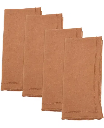 SARO LIFESTYLE STONEWASHED OVERLOCK LINEN EDGE NAPKINS, 20" X 20"