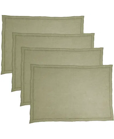 SARO LIFESTYLE STONEWASHED OVERLOCK LINEN EDGE PLACEMATS, 14" X 20"