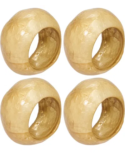 SARO LIFESTYLE TEXTURED CAPIZ NAPKIN RINGS, SET OF 4