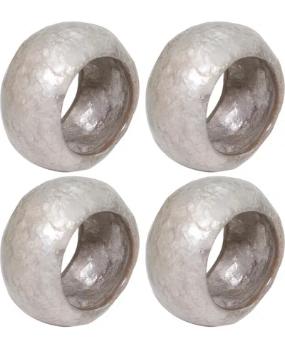 SARO LIFESTYLE TEXTURED CAPIZ NAPKIN RINGS, SET OF 4
