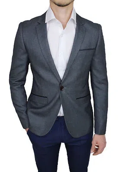 SARTORIALE JACKE HERREN SCHNEIDEREI GRAU NADELSTREIFEN ELEGANT SLIM FIT ANGEPASST