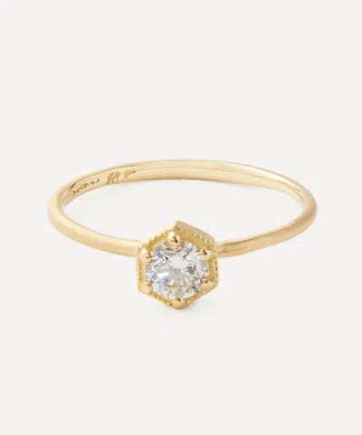 SATOMI KAWAKITA SATOMI KAWAKITA 18CT GOLD WHITE DIAMOND HEXAGON RING
