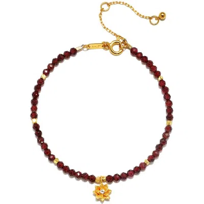 SATYA JEWELRY SATYA JEWELRY RED GARNET LOTUS JANUARY BIRTHSTONE BRACELET