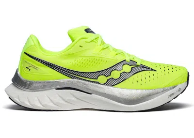 SAUCONY MEN'S SAUCONY ENDORPHIN SPEED 4 SNEAKERS IN CITRON/NAVY BLUE