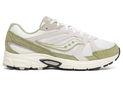 SAUCONY MEN'S SAUCONY GRID RIDE MILLENNIUM SUEDE SNEAKERS IN WHITE/GREEN