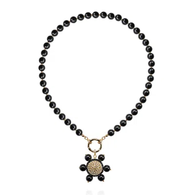 SAULE LABEL WOMEN'S GOLD / BLACK JOLIE NECKLACE IN SLICK BLACK