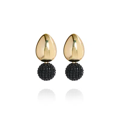 SAULE LABEL WOMEN'S BLACK / GOLD TULIA GLAM EARRINGS IN ONYX NIGHTFALL