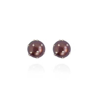 SAULE LABEL WOMEN'S BROWN GAIA JET PETITE EARRINGS IN CHOCOLATE CHERRY