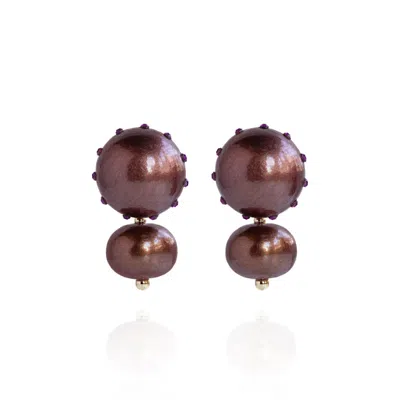 SAULE LABEL WOMEN'S BROWN LIVIA EARRINGS IN CHOCOLATE CHERRY
