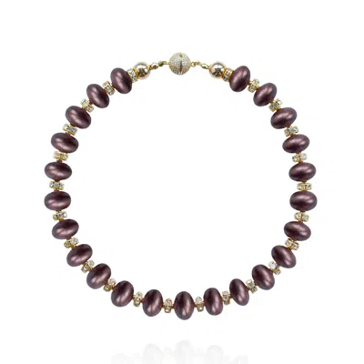 SAULE LABEL WOMEN'S BROWN / GOLD MIKA NECKLACE IN CHOCOLATE CHERRY