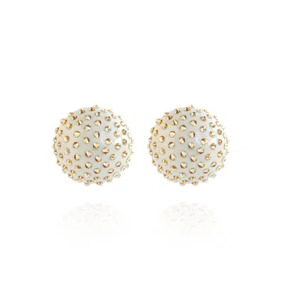 SAULE LABEL WOMEN'S GOLD / WHITE GAIA MIDI JET EARRINGS IN GOLDEN IVORY