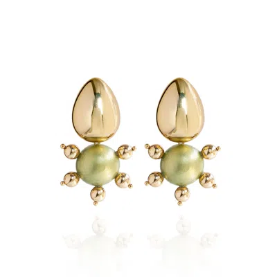SAULE LABEL WOMEN'S GREEN / GOLD TULIA EARRINGS IN LIME TWIST