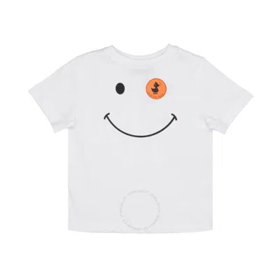 SAVE THE DUCK SAVE THE DUCK KIDS WHITE ASA SMILEY LOGO PRINT T-SHIRT