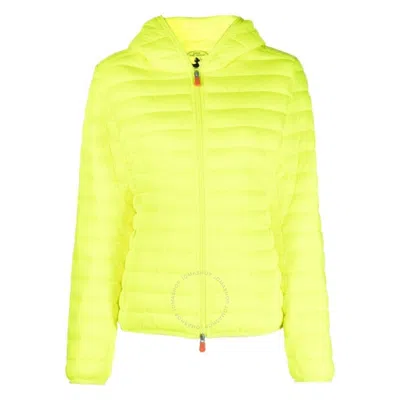 SAVE THE DUCK SAVE THE DUCK LADIES FLUO YELLOW KYLA HOODED PUFFER JACKET