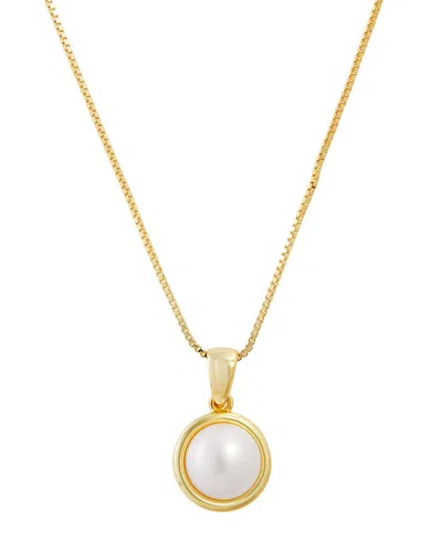 SAVVY CIE SAVVY CIE 14K OVER SILVER 10MM PEARL BUTTON PEMDANT