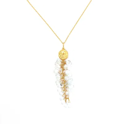 SAVVY CIE JEWELS 18K GOLD VERMEIL FACETED GREEN AMETHYST PENDANT NECKLACE