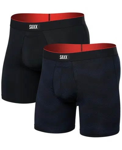 SAXX MEN'S MULTI-SPORT 2-PACK SOLID MESH BOXER BRIEFS