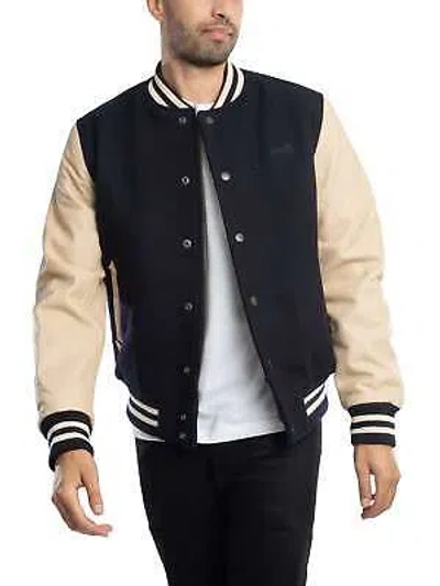 SCHOTT SCHOTT MEN'S VARSITY JACKET, BLUE