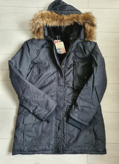 SCHOTT SCHOTT N.Y.C DAMEN PARKA WINTER JACKE MANTEL MIT KAPUZE NAVY SIZE XL