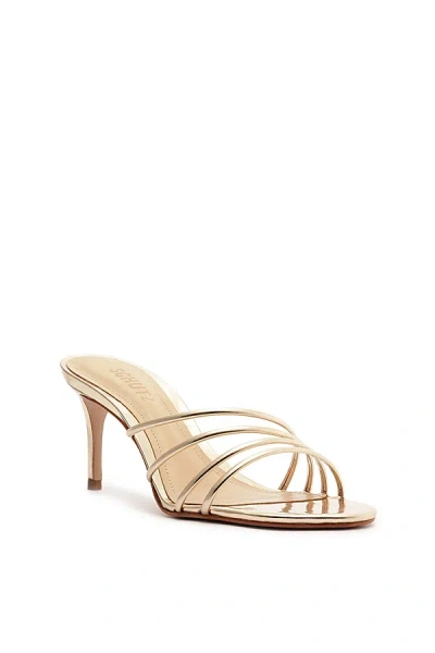 SCHUTZ INEZ STRAPPY MULE HEEL IN GOLD, WOMEN'S AT URBAN OUTFITTERS