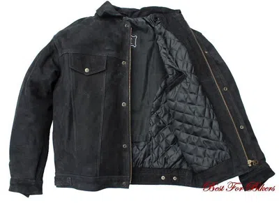 SCORP24 JEANSJACKE, LEDER-JEANSJACKE MIT REISSVERSCHLUSS. NUBUKLEDER, PROTEKTORENTASCHEN