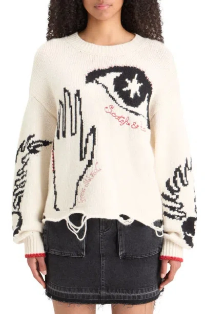 SCOTCH & SODA SCOTCH & SODA DISTRESSED INTARSIA SWEATER