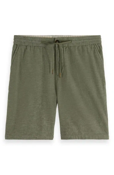 SCOTCH & SODA SCOTCH & SODA FLAT FRONT SLUB COTTON & LINEN TWILL DRAWSTRING BERMUDA SHORTS