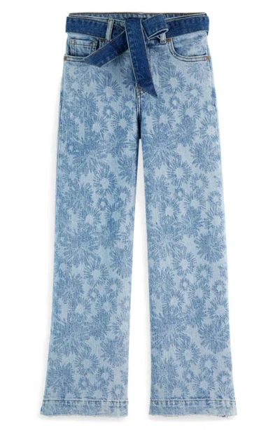 SCOTCH & SODA SCOTCH & SODA KIDS' THE WAVE FLORAL WIDE LEG DENIM JEANS
