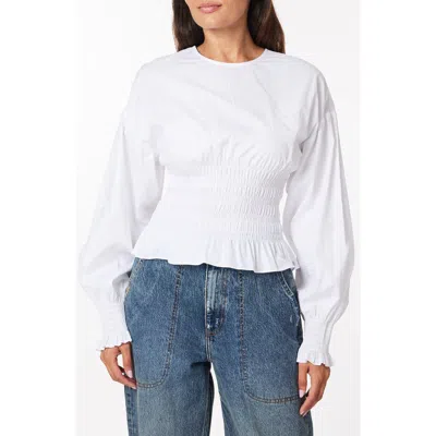 SCOTCH & SODA SCOTCH & SODA SMOCKED BALLOON SLEEVE COTTON PEPLUM TOP