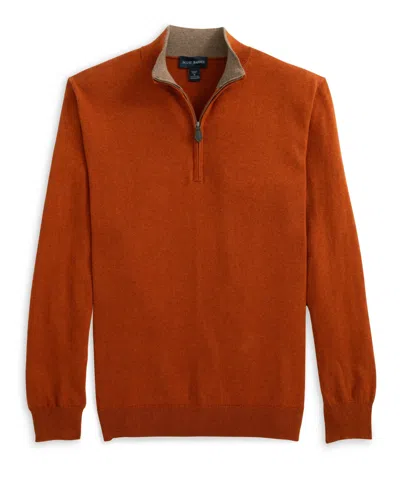 SCOTT BARBER MARKETPLACE 12GG COTTON/CASHMERE 1/4 ZIP, SPICE
