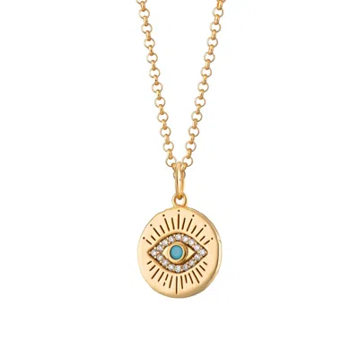 SCREAM PRETTY WOMEN'S GOLD / BLUE GOLD EVIL EYE PENDANT NECKLACE