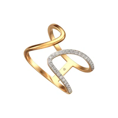 SCREAM PRETTY WOMEN'S GOLD HALF SPARKLE OPEN RING
