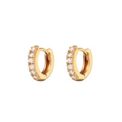 SCREAM PRETTY WOMEN'S GOLD MINI SPARKLING HUGGIE HOOP EARRINGS