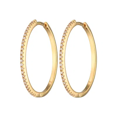 SCREAM PRETTY WOMEN'S GOLD SLIM SPARKLING PERFECT HOOP EARRINGS