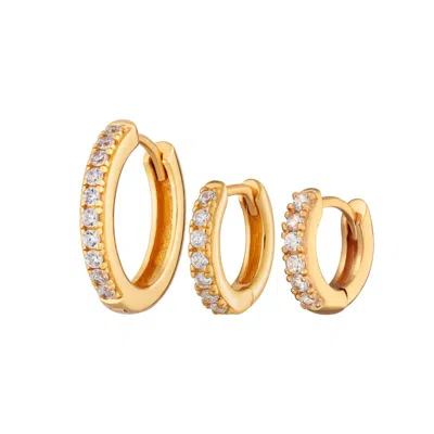 SCREAM PRETTY WOMEN'S GOLD SPARKLING ESSENTIAL HOOP EARRING STACKING SET