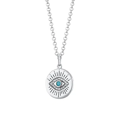 SCREAM PRETTY WOMEN'S SILVER / BLUE SILVER EVIL EYE PENDANT NECKLACE