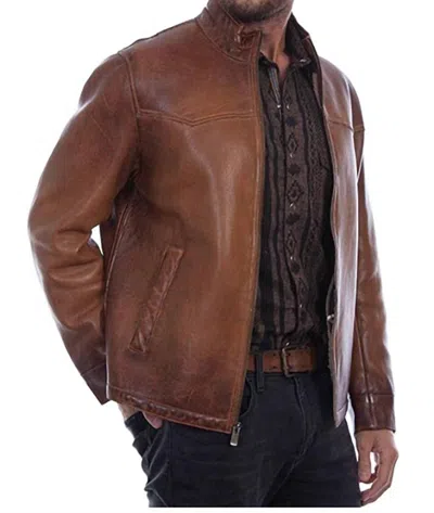 SCULLY MEN'S LUXURIOUS LAMB LEATHER SHEARLING LINED JACKET IN COGNAC