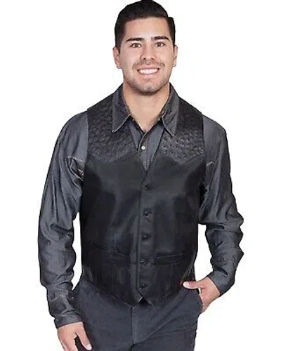 SCULLY SCULLY MEN'S OSTRICH TRIM LEATHER VEST - 607-175