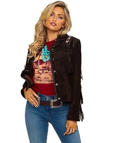 SCULLY SCULLY WOMEN'S BOAR SUEDE BEADED FRINGE JACKET - L758-EXPRESSO