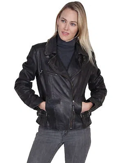 SCULLY SCULLY WOMENS BLACK LEATHER MOTORCYCLE JACKET