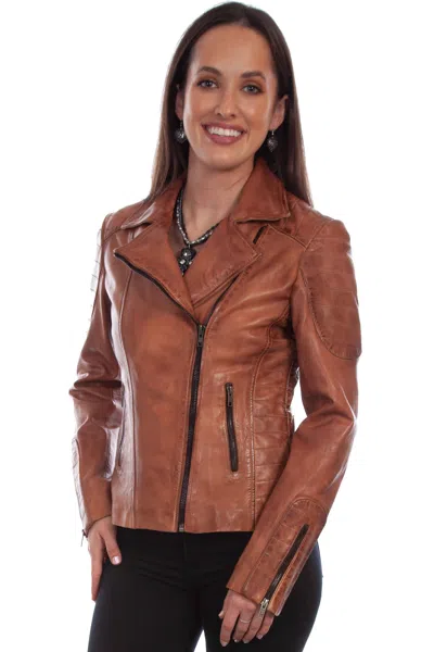SCULLY SCULLY WOMENS BROWN LEATHER SANDED JACKET