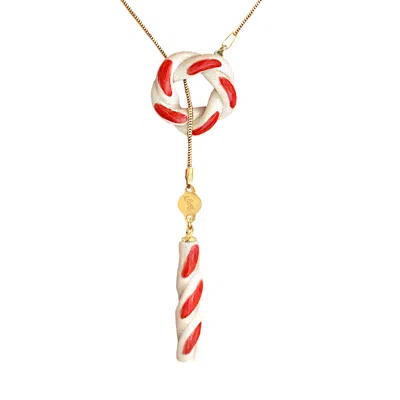 SCULP WOMEN'S RED / GOLD / GREEN HOLLY JOLLY CHRISTMAS NECKLACE