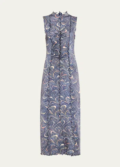 SEA AMARA MARBLE-PRINT SLEEVELESS DRESS