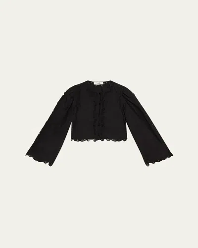 SEA ELKE EMBROIDERED LONG-SLEEVE BLOUSE