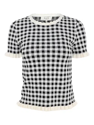 SEA GINGHAM-PATTERN BLOUSE