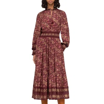 SEA GUILIA LONG SLEEVE MAXI DRESS IN MAROON