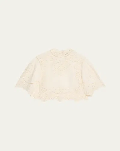 SEA LULA EMBROIDERED SHORT-SLEEVE TOP