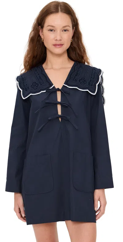 SEA MARIE EMBROIDERY DRESS NAVY