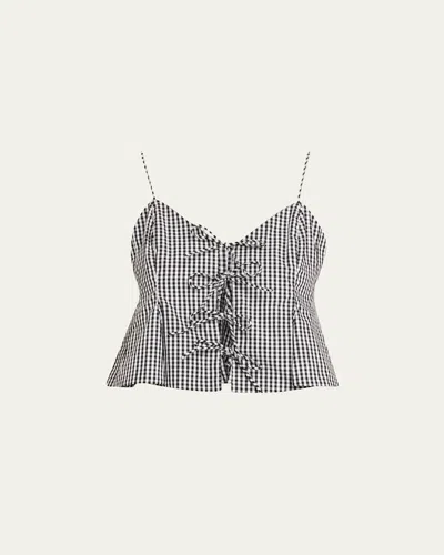 SEA NECI GINGHAM TIE-FRONT CAMI